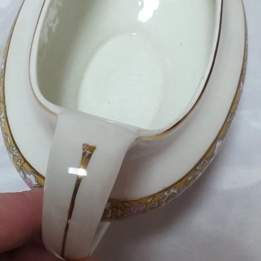 Antique 1890's John Maddox & Sons Porcelain Royal Vitreous Gravy Boat & Plate